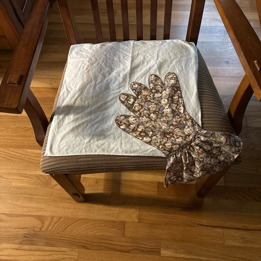 Floral Patterned appliquéd Gloves to pillow top